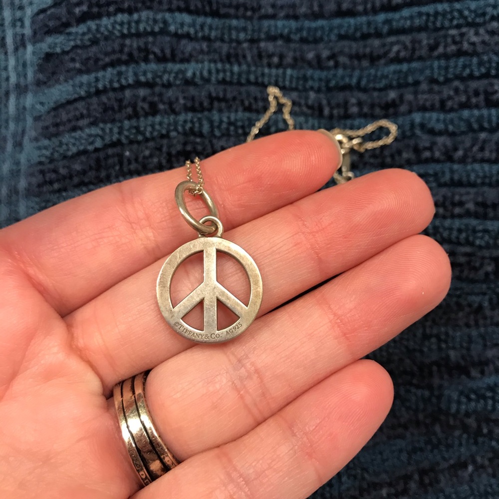 Tiffany & Co peace sign necklace